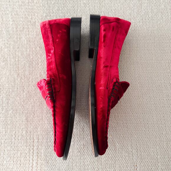 G.H. Bass Red Velvet Whitney Weejuns Loafer 8.5 Old Money Quiet Luxury Slide On - Picture 5 of 12